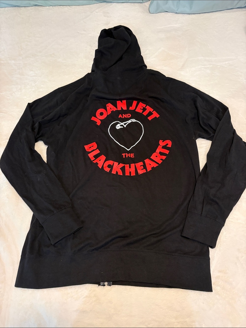 Joan Jett And The Blackhearts Graphic Hoodie - Black with Red & White Print